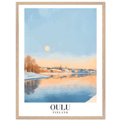 Oulu Finland Framed Poster – Serene Winter Sunset Wall Art with Wooden Frame - Vibrantwalls
