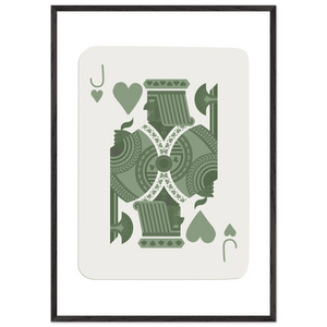 Minimalist Jack of Hearts Poker Card Print - Mounted Framed Eco-Friendly Art with Wood Frame - Vibrantwalls