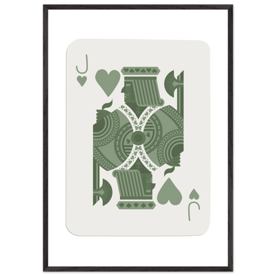 Minimalist Jack of Hearts Poker Card Print - Mounted Framed Eco-Friendly Art with Wood Frame - Vibrantwalls
