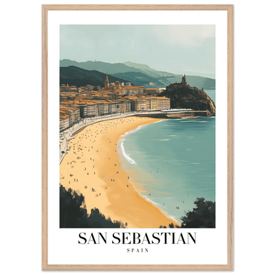 San Sebastian Spain Framed Poster – Vintage Coastal Travel Wall Art with Wooden Frame - Vibrantwalls
