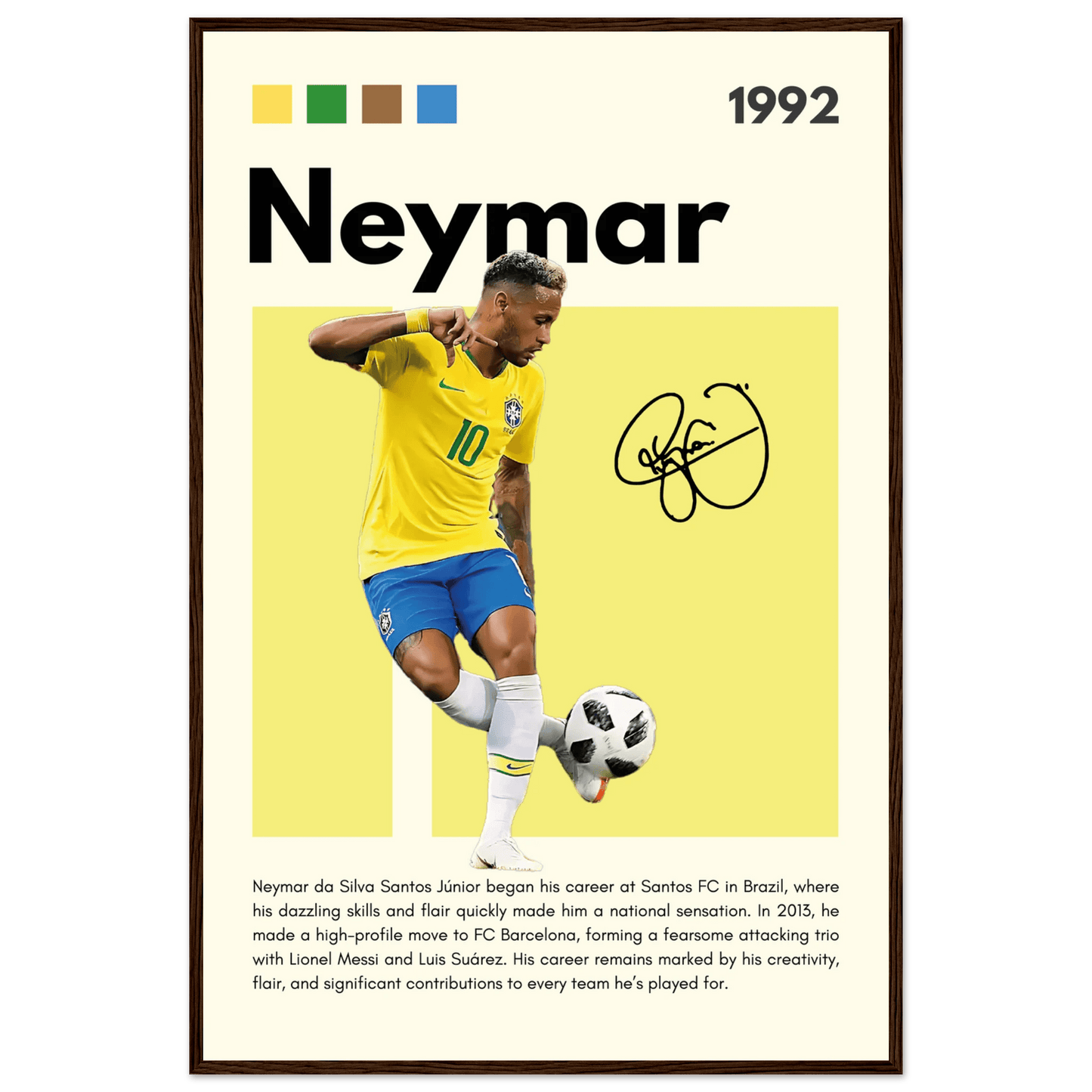 Neymar Jr. Brazilian Football Legends Poster Wall Art - Vibrantwalls