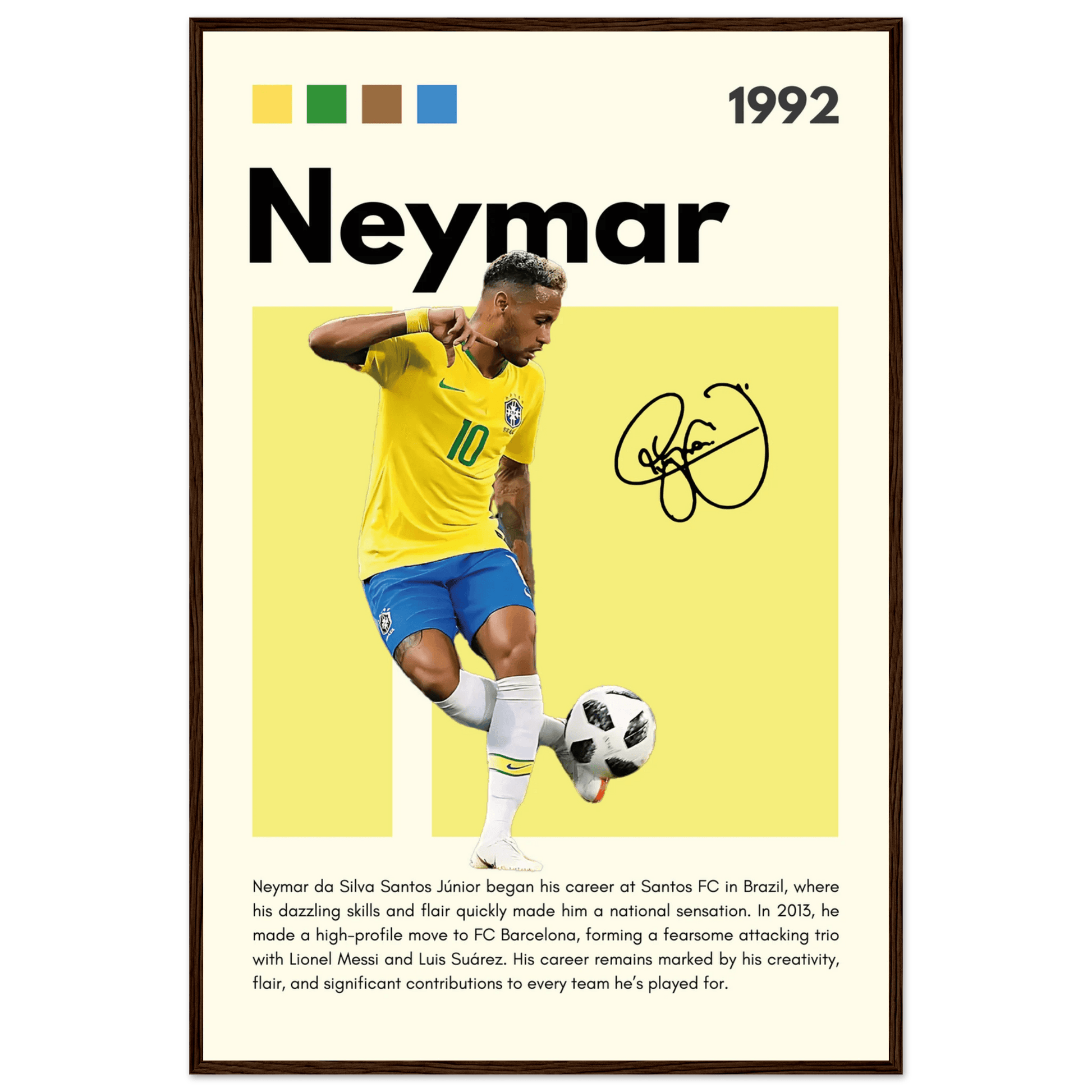 Neymar Jr. Brazilian Football Legends Poster Wall Art - Vibrantwalls