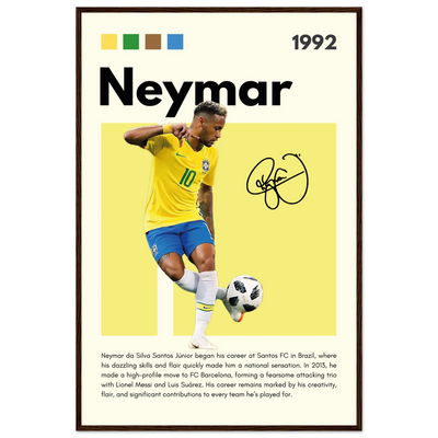 Neymar Jr. Brazilian Football Legend Framed Poster – Vibrant Pop Art Football Print 60x90 cm 24x36″ Dark wood frame Vibrantwalls