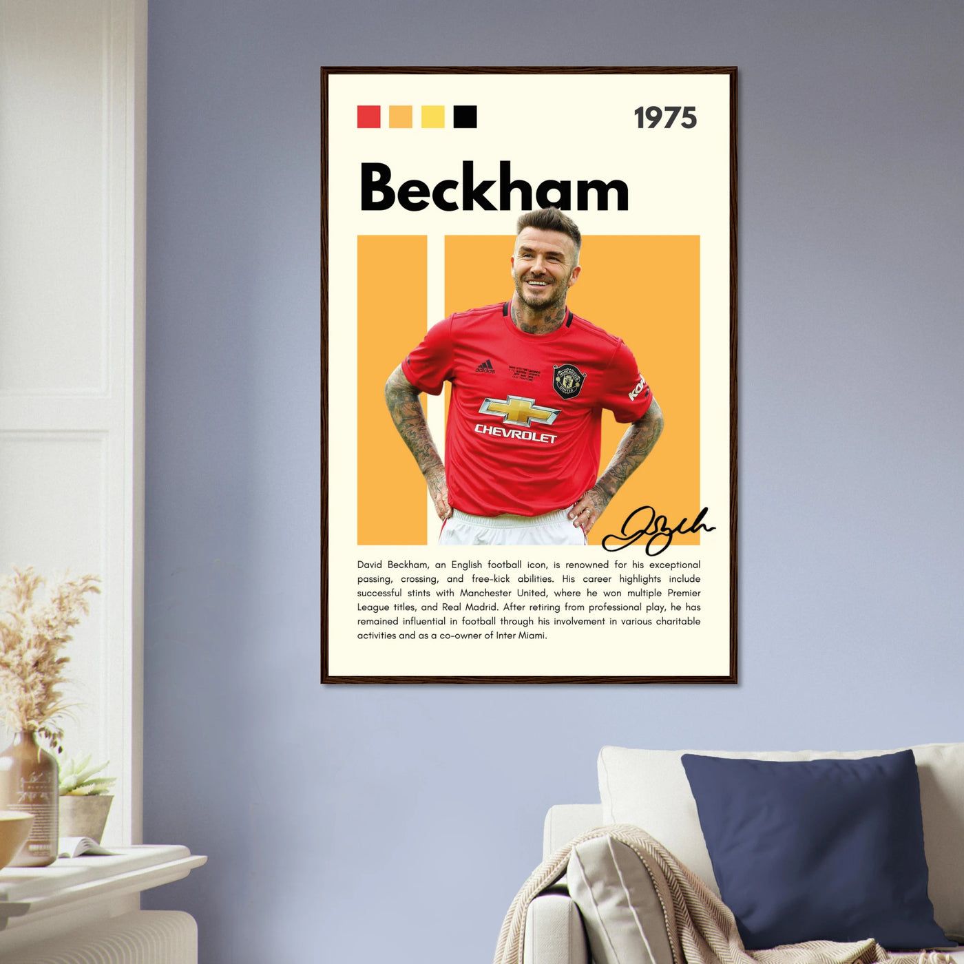 David Beckham Manchester United Soccer Framed Poster Vibrantwalls