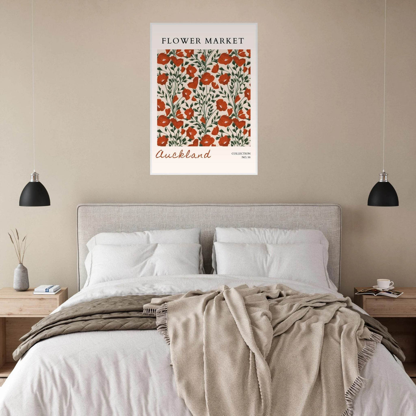 Auckland Flower Market Framed Poster – Vibrant Poppy Art Print | Ready-to-Hang Floral Decor - Vibrantwalls