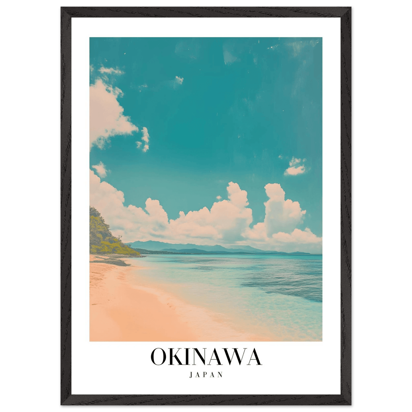 Okinawa Japan Framed Poster – Vintage Beach Travel Wall Art with Wooden Frame - Vibrantwalls