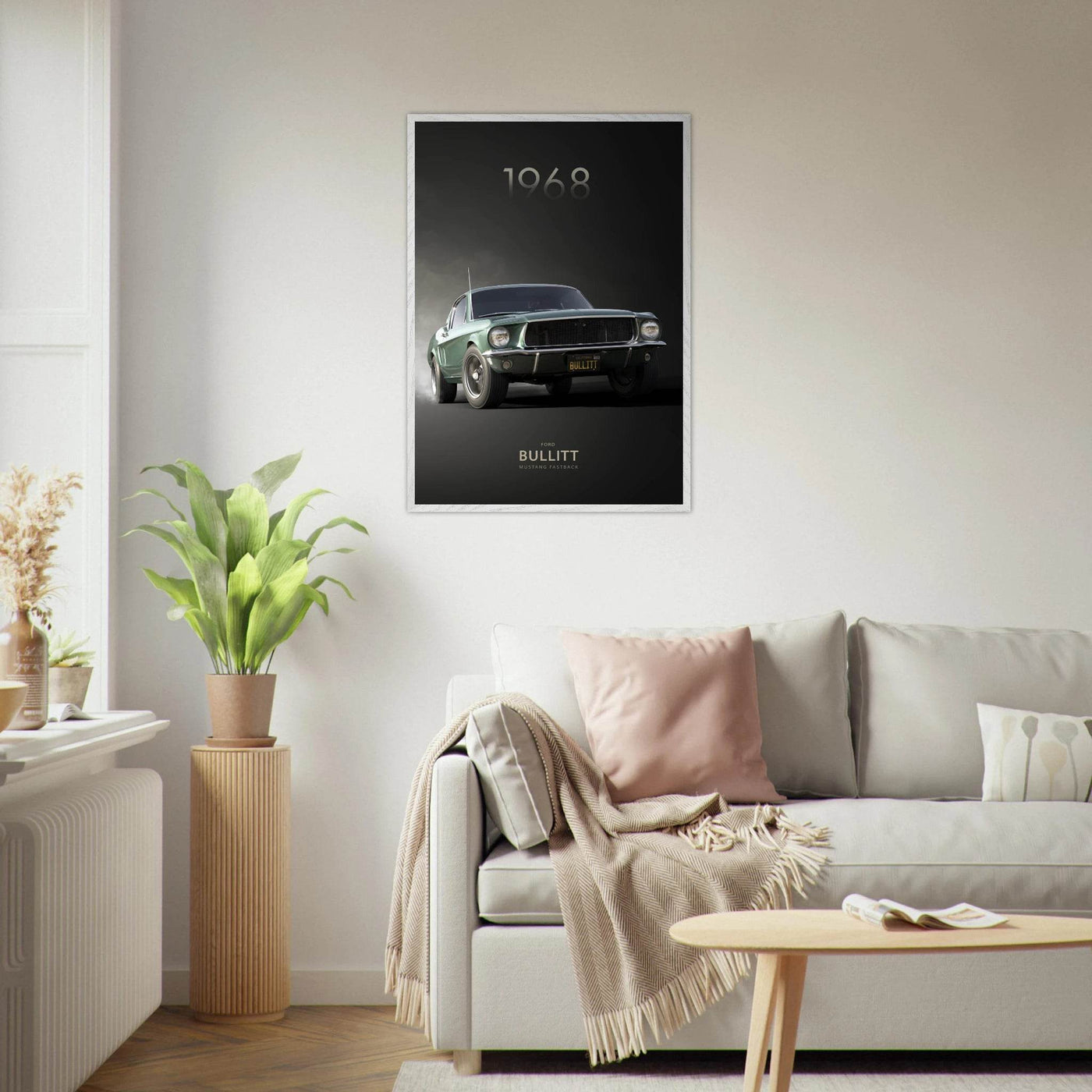 1968 Bullitt Mustang GT - 50th Anniversary Framed Poster | Iconic Green, Ready-to-Hang, Premium Quality - Vibrantwalls