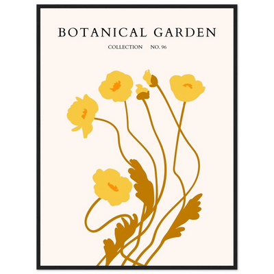 Botanical Garden Framed Art Print – Golden Poppies Abstract Wall Decor | Ready-to-Hang Nature Collection - Vibrantwalls