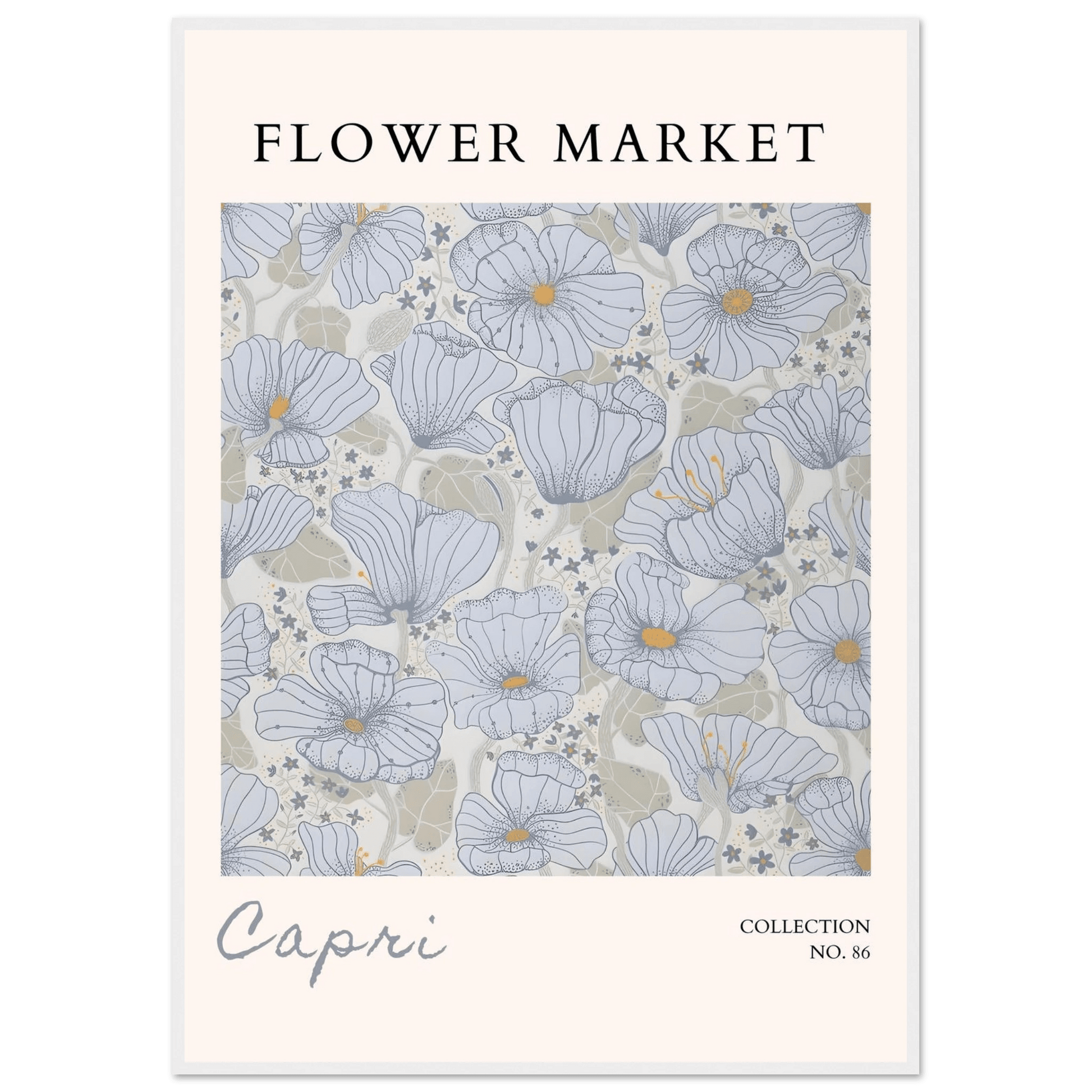 Capri Flower Market Serene Floral Cool Tones - Wall Art - Vibrantwalls