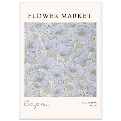 Capri Flower Market Framed Poster – Serene Floral Art Print in Cool Tones | Ready-to-Hang Wall Decor - Vibrantwalls