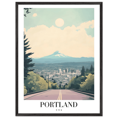 Portland Oregon Framed Poster – Mid-Century Modern Travel Art with Your Choice of Frame - Vibrantwalls