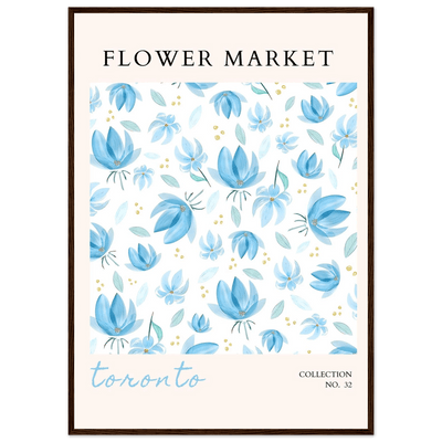 Toronto Flower Market Wall Art – Delicate Blue Floral & Gold Dot Prints | Framed & Ready-to-Hang - Vibrantwalls