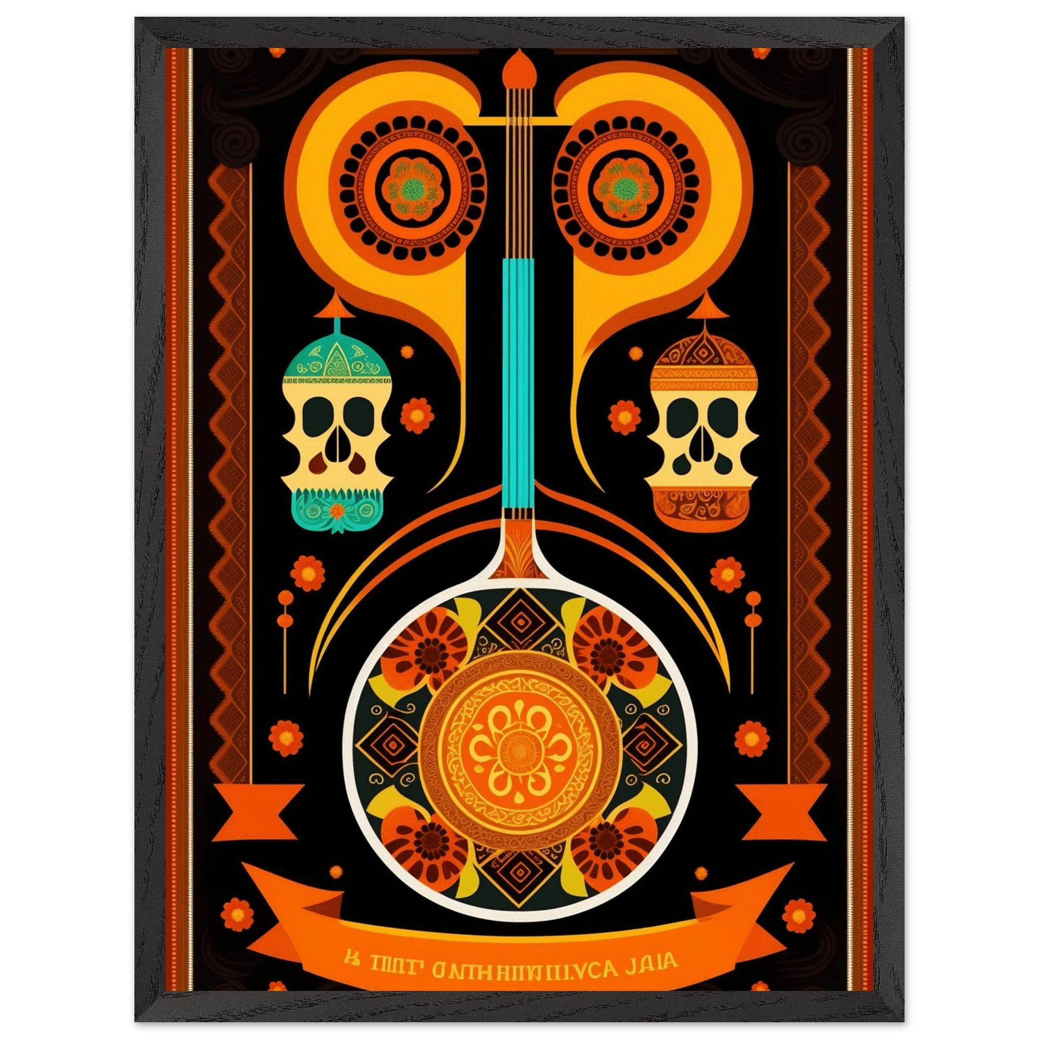 Vibrant Day of the Dead Guitar - Vibrantwalls