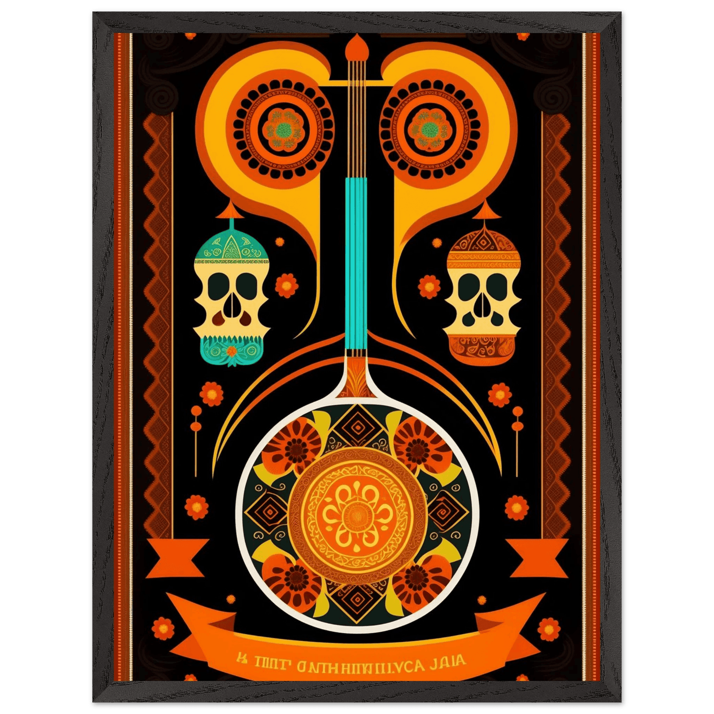 Vibrant Day of the Dead Guitar - Vibrantwalls