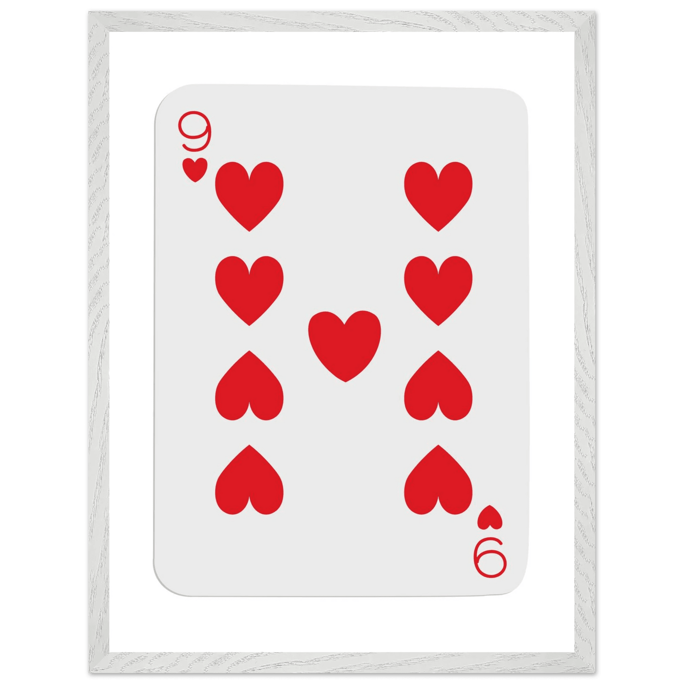 Bold Nine of Hearts Poker Card Print - Eco-Friendly Framed Poster Art in Your Choice of Frame & Size - Vibrantwalls
