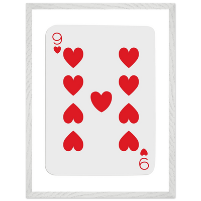 Bold Nine of Hearts Poker Card Print - Eco-Friendly Framed Poster Art in Your Choice of Frame & Size - Vibrantwalls