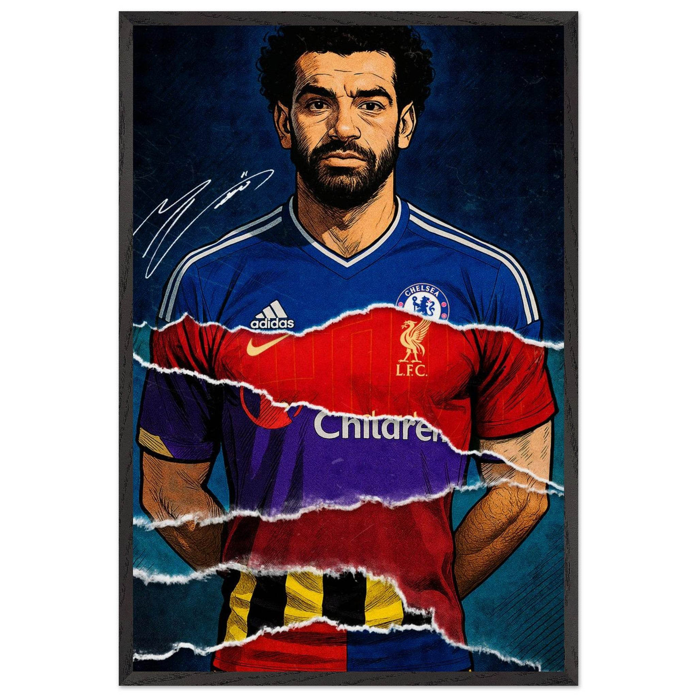 Mohamed Salah Pop Art Football Legend Mounted Framed Poster – Eco-Friendly, Ready to Hang - Vibrantwalls