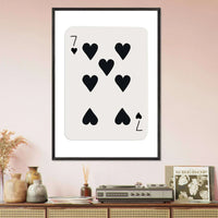 Seven of Hearts - Modern Poker Card Print Art - Eco-Friendly Wood Framed Poster, in your choice of elegant frames - Vibrantwalls