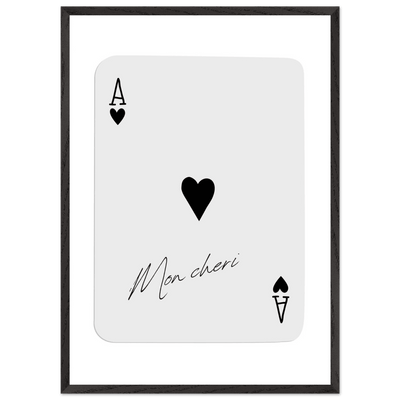 Ace of Hearts 'Mon Cheri' Art Print - Framed Poker Card Poster, Eco-Friendly Wood Frame - Vibrantwalls