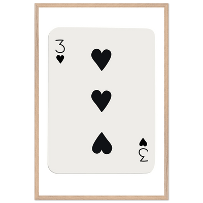 Three of Hearts Poker Card Print - Eco-Friendly Framed Poster Art, Available in Multiple Sizes & Frame Finishes - Vibrantwalls