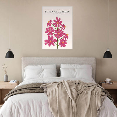 Vibrant Botanical Garden Framed Poster – Pink Cosmos & Abstract Floral Art Print | Ready-to-Hang in Various Sizes - Vibrantwalls