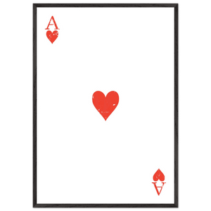 Vintage Ace of Hearts Poker Card Print - Mounted Framed Wall Art, Eco-Friendly Wood Frame in Multiple Sizes & Finishes - Vibrantwalls