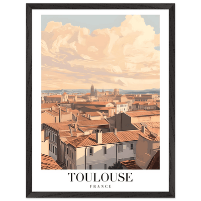 Toulouse France Framed Poster – Vintage Sunset Cityscape Wall Art with Wooden Frame - Vibrantwalls
