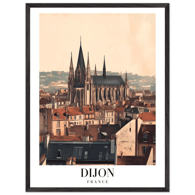 Dijon France Framed Poster – Vintage European Cityscape Wall Art with Wooden Frame - Vibrantwalls