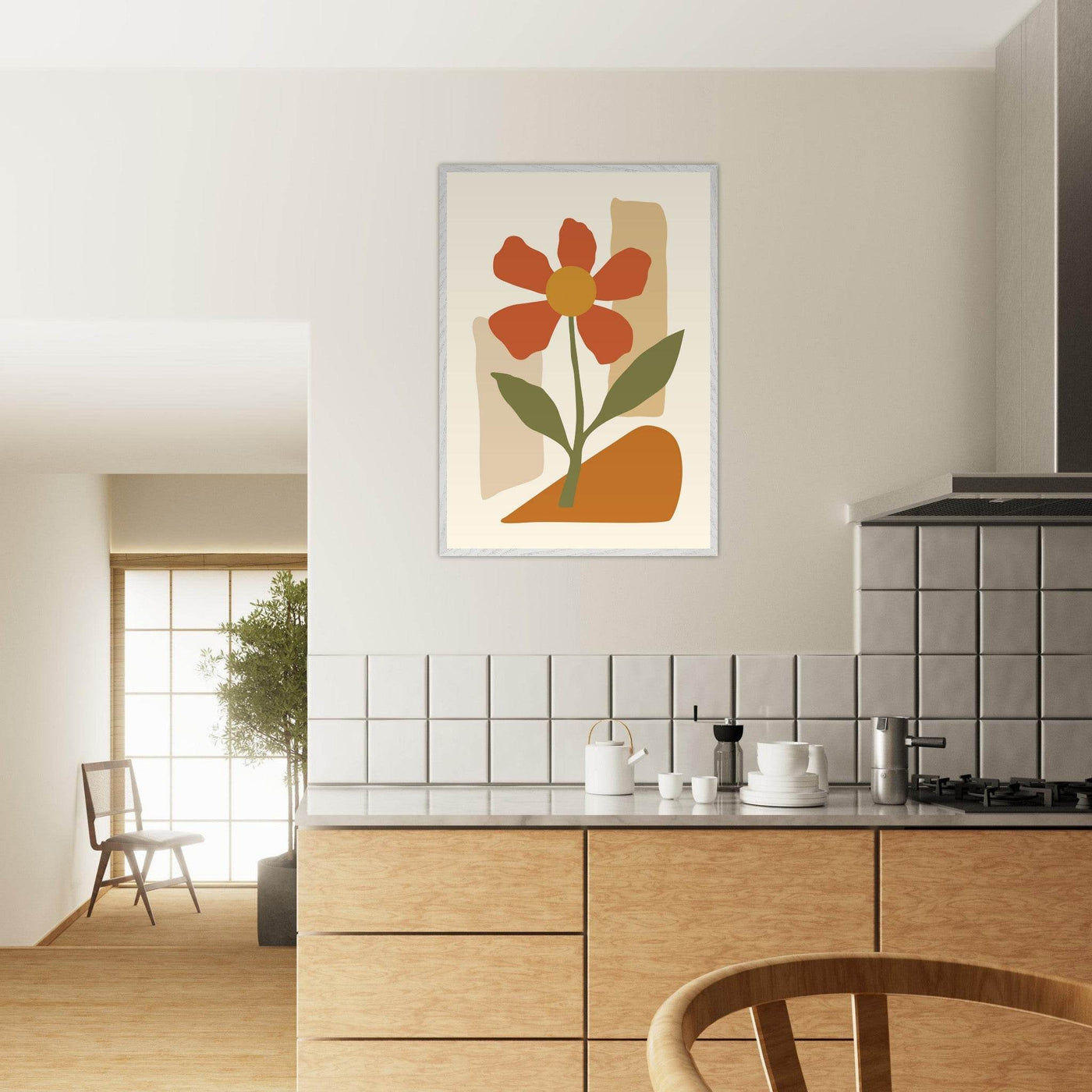 Abstract Floral Bloom Pink Minimalist Design - Vibrantwalls