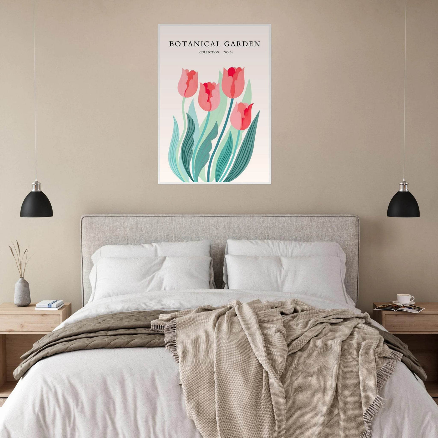Botanical Garden Tulip Framed Poster – Pastel Florals & Nature Art Prints | Ready-to-Hang Wall Decor - Vibrantwalls