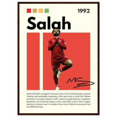 Mohamed Salah Liverpool FC Framed Poster – Iconic Yoga Pose Football Art Print 50x70 cm 20x28″ Dark wood frame Vibrantwalls