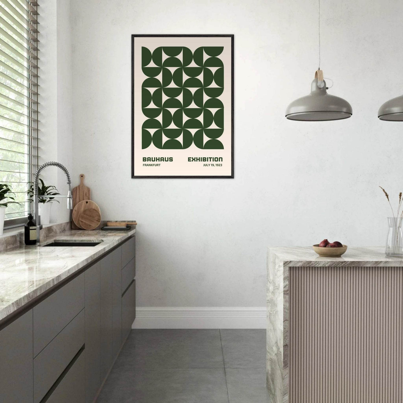 Bauhaus Forest Green & Cream Modern - Vibrantwalls