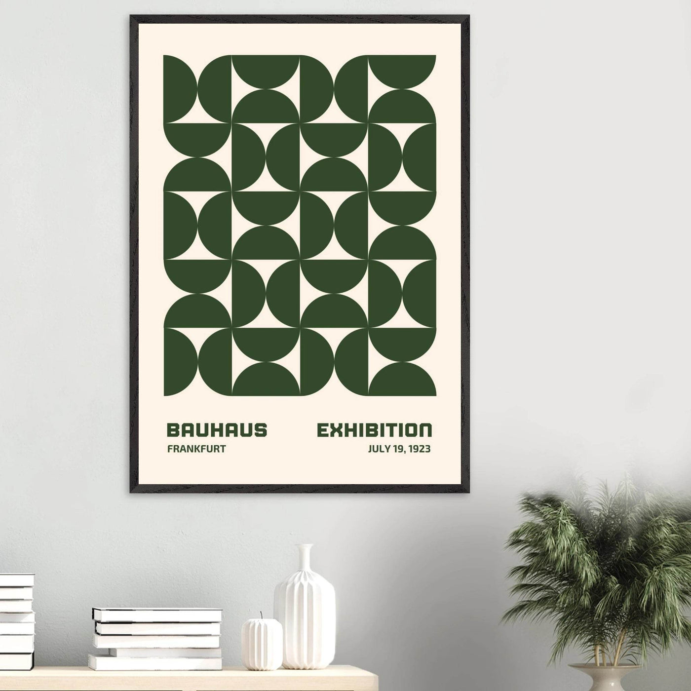 Bauhaus Forest Green & Cream Modern - Vibrantwalls