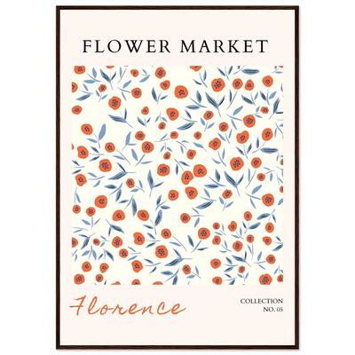 Florence Flower Market Art Print – Vibrant Orange Poppies & Blue Leaves | Framed & Ready-to-Hang Wall Art - Vibrantwalls