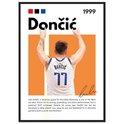 Luka Dončić El Matador Mavericks Framed Poster 50x70 cm 20x28″ Black frame Vibrantwalls