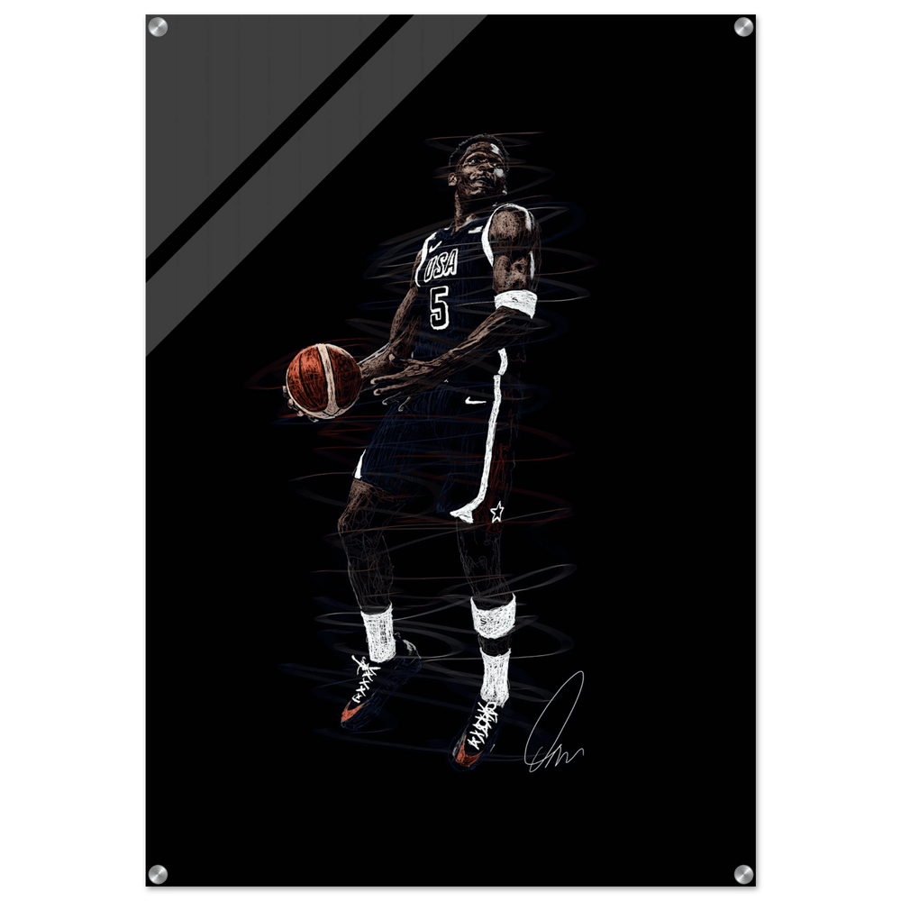 Basketball Player Dynamic Acrylic Print – Vibrant, Modern Wall Art for Sports Fans - Vibrantwalls