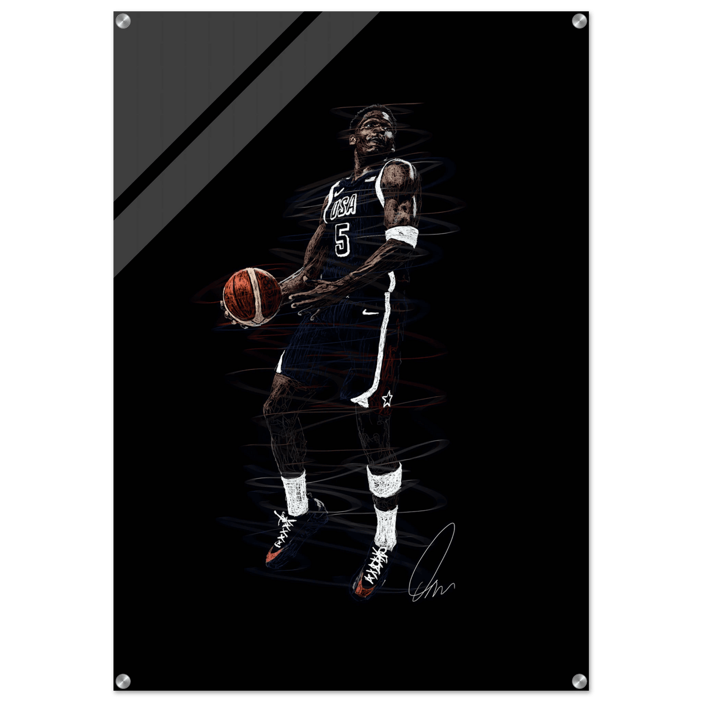 Basketball Player Dynamic Acrylic Print – Vibrant, Modern Wall Art for Sports Fans - Vibrantwalls
