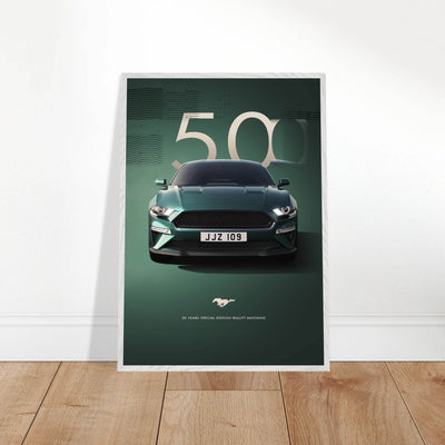 1968 Bullitt Mustang GT - 50th Anniversary Framed Poster | Iconic Dark Highland Green, Ready-to-Hang Wall Art - Vibrantwalls