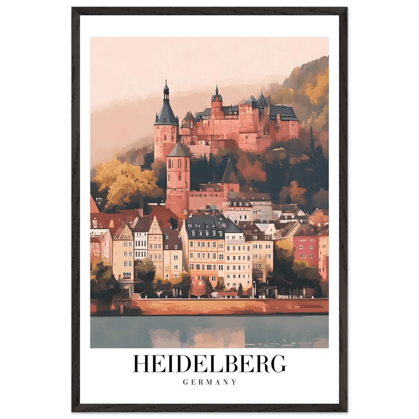 Heidelberg Germany Framed Poster – Vintage Travel Wall Art in Warm Autumn Hues - Vibrantwalls