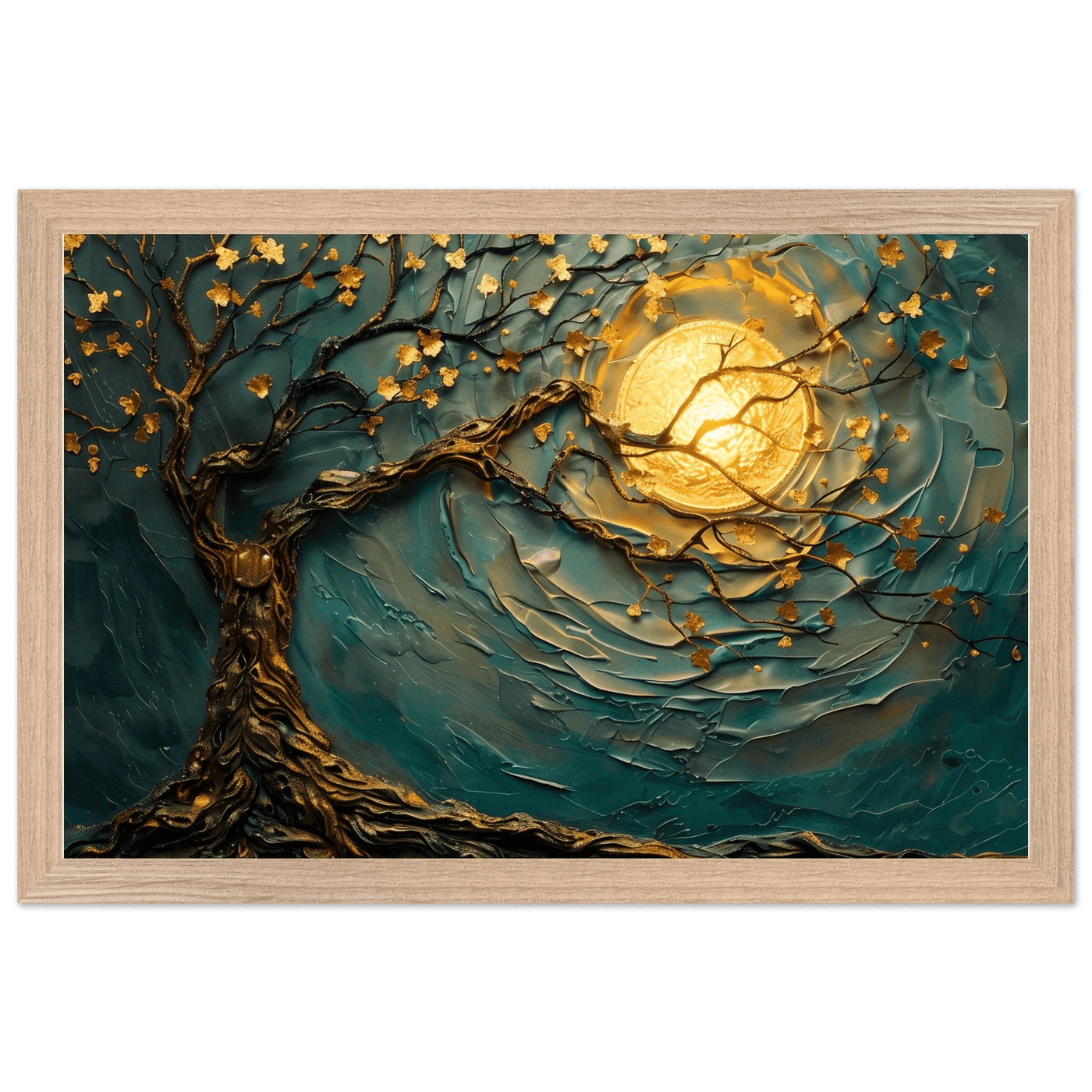Teal Gold Tree of Life Pendant - Elegance in Nature's Design - Vibrantwalls