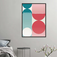 Bauhaus Retro Art Print in Teal and Coral for Unique Retro Decor - Vibrantwalls