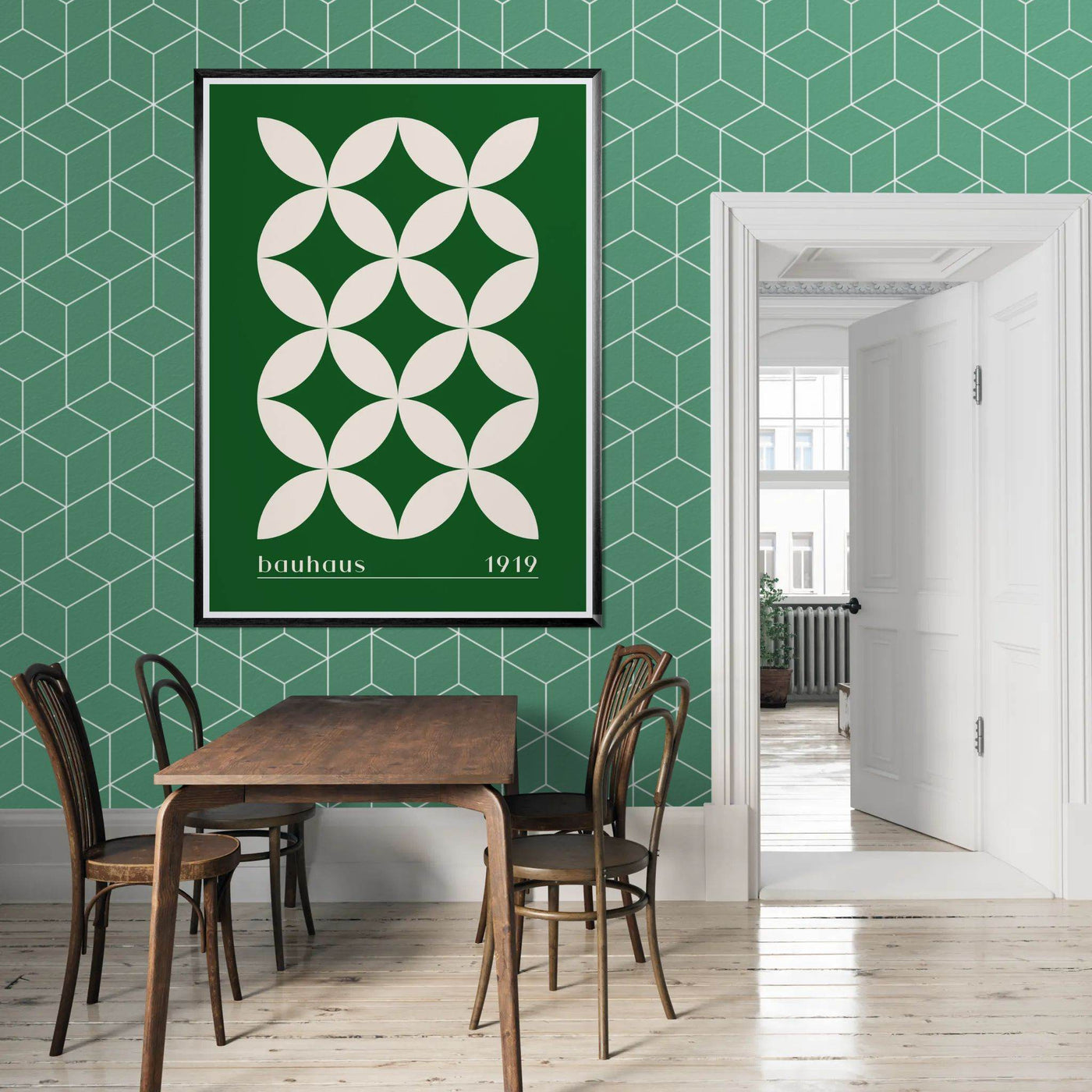 Bauhaus 1919 Green & Beige - Vibrantwalls