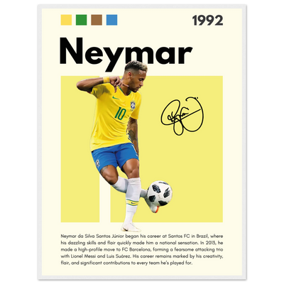Neymar Jr. Brazilian Football Legend Framed Poster – Vibrant Pop Art Football Print 60x80 cm 24x32″ White frame Vibrantwalls