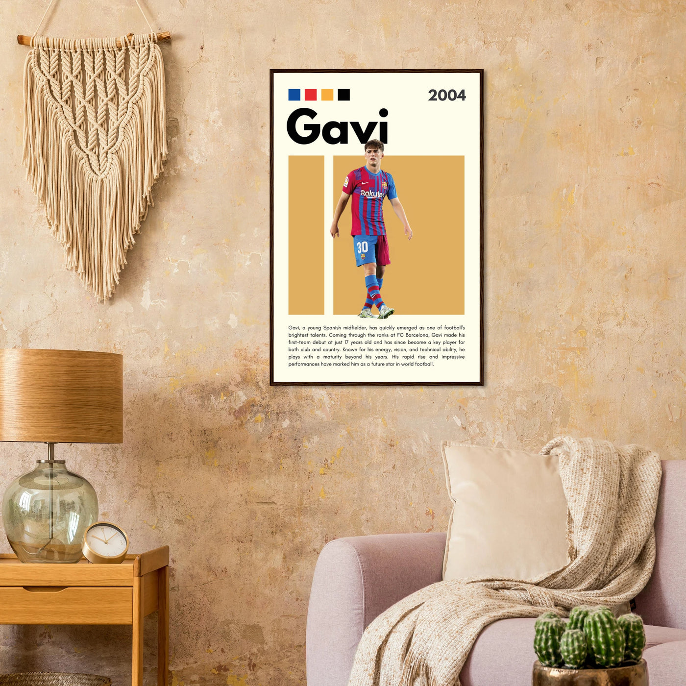 Gavi FC Barcelona Soccer Framed Football Poster Vibrantwalls