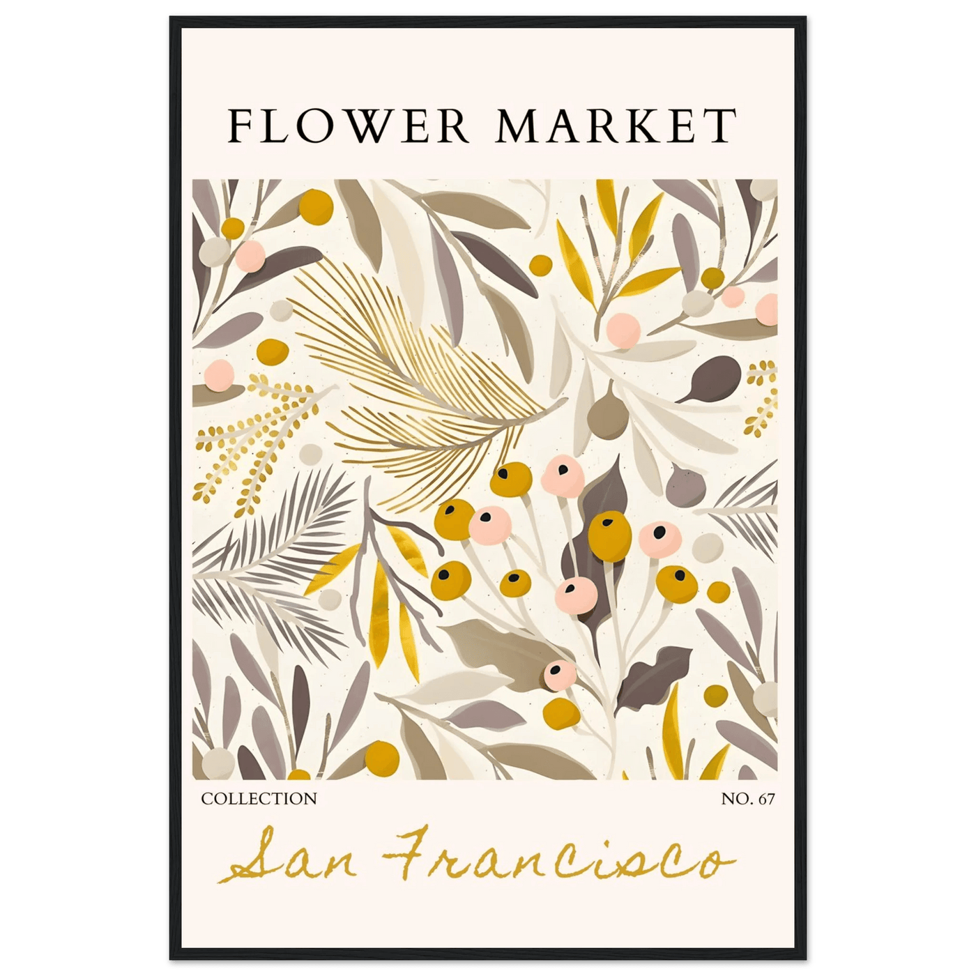 San Francisco Flower Market Collection Framed Poster – Botanical Golden Hues & Abstract Art Prints | Ready-to-Hang - Vibrantwalls