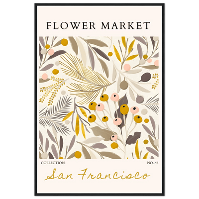 San Francisco Flower Market Collection Framed Poster – Botanical Golden Hues & Abstract Art Prints | Ready-to-Hang - Vibrantwalls