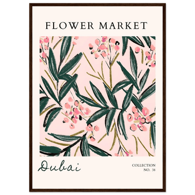 Dubai Flower Market Art Print – Blush Pink & Emerald Green Botanical Framed Poster | Ready-to-Hang - Vibrantwalls