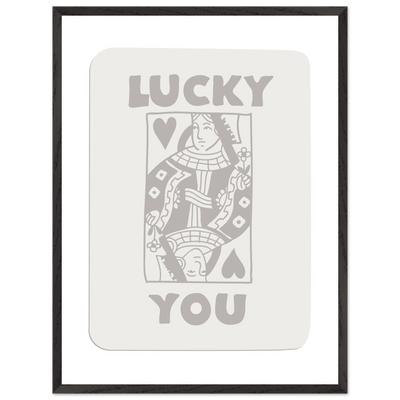 Lucky You Poker Queen of Hearts Framed Art - Modern Card Game Print, Eco-Friendly Wood Frame - Vibrantwalls