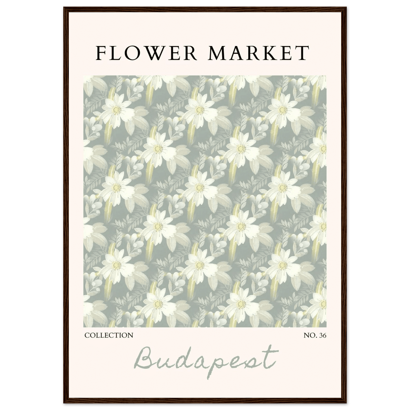 Budapest Flower Market Framed Poster – Elegant Botanical Art Print in Sage Green | Ready-to-Hang Wall Decor - Vibrantwalls