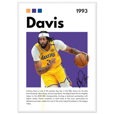 Anthony Davis Lakers Modern Basketball Art Print A1 (59.4 x 84.1 cm) White frame Vibrantwalls